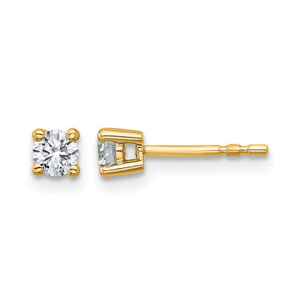 14k Yellow Gold 1/3 Ct. Certified Lab Grown Diamond VS/SI+ G+ Round Four Prong Stud Post Earrings