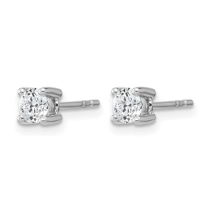 14K White Gold 1/2 Ctw Certified Lab Grown Diamond Vs+ F+ Round 4 Prong Heavy Wt. Stud Earrings