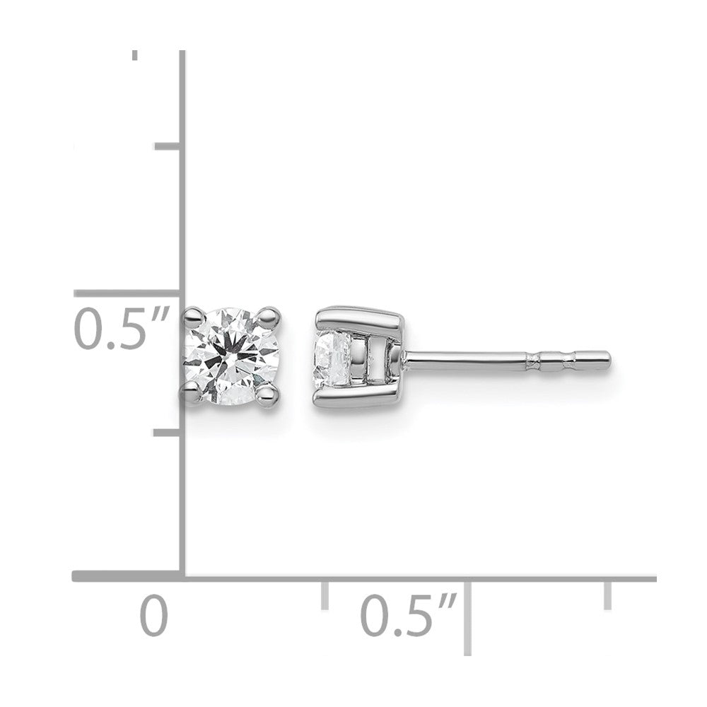 14K White Gold 1/2 Ctw Certified Lab Grown Diamond Vs+ F+ Round 4 Prong Heavy Wt. Stud Earrings