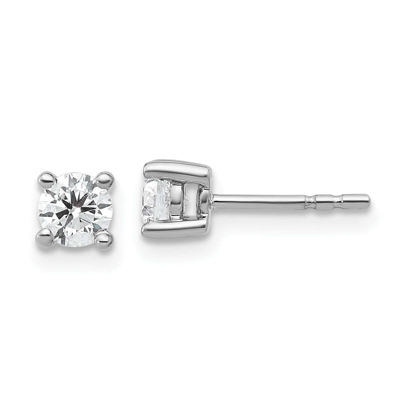 10K White Gold Round 4-Prong .50Ct. Diamond Stud Earrings