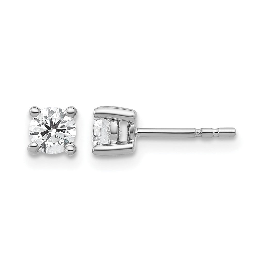 14K White Gold 1/2 Ctw Certified Lab Grown Diamond Vs+ F+ Round 4 Prong Heavy Wt. Stud Earrings