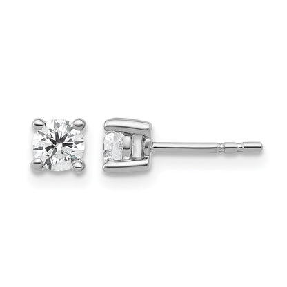 14K White Gold 1/2 Ctw Certified Lab Grown Diamond Vs+ F+ Round 4 Prong Heavy Wt. Stud Earrings