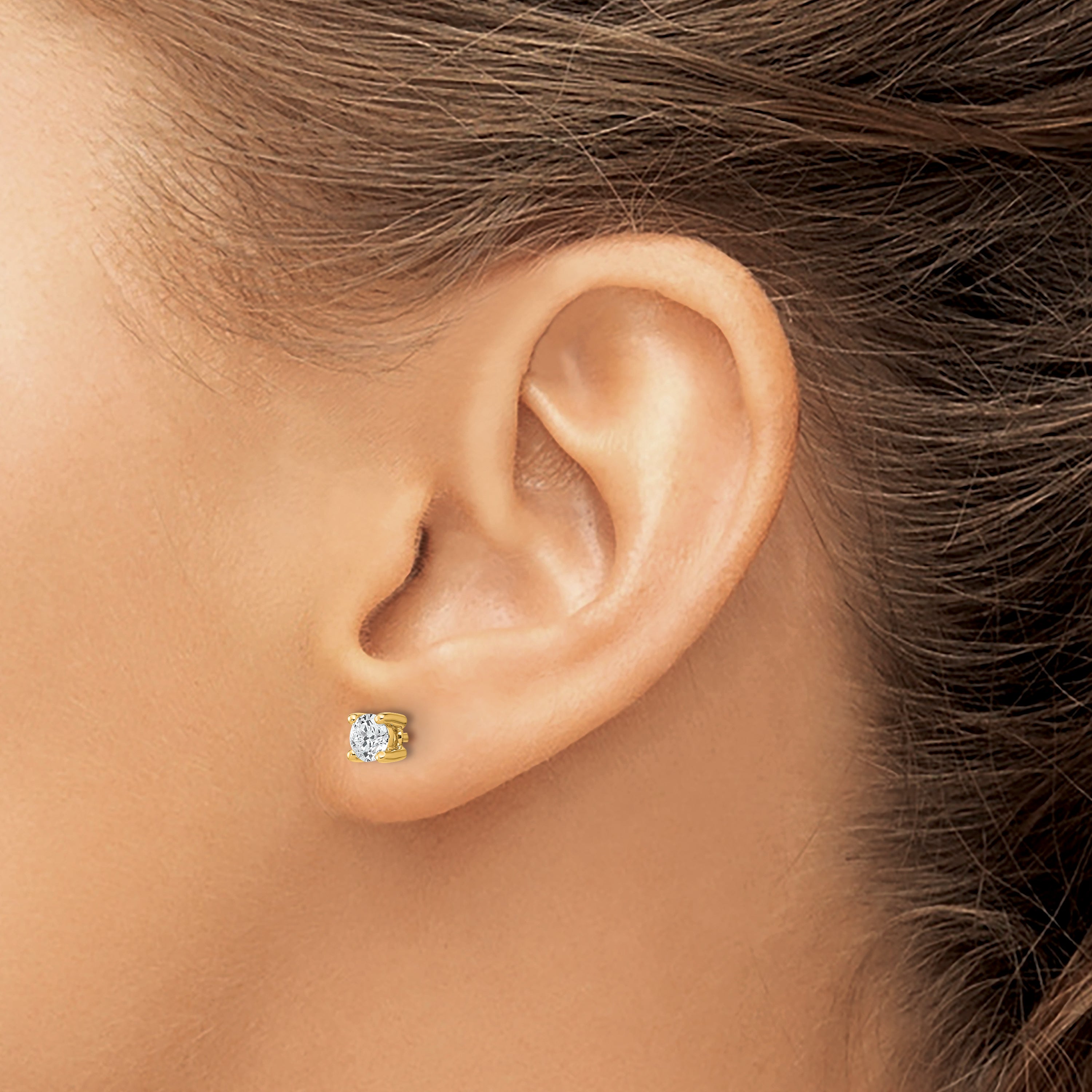 10K Yellow Gold Round 4-Prong .50Ct. Diamond Stud Earrings