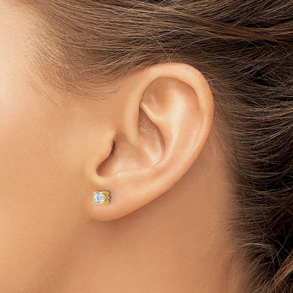 14K Yellow Gold 1/2 Ctw Lab Grown Diamond Vs+ F+ Round 4 Prong Heavy Wt. Stud Earrings