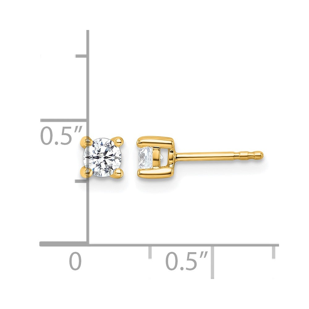 10K Yellow Gold Round 4-Prong .50Ct. Diamond Stud Earrings