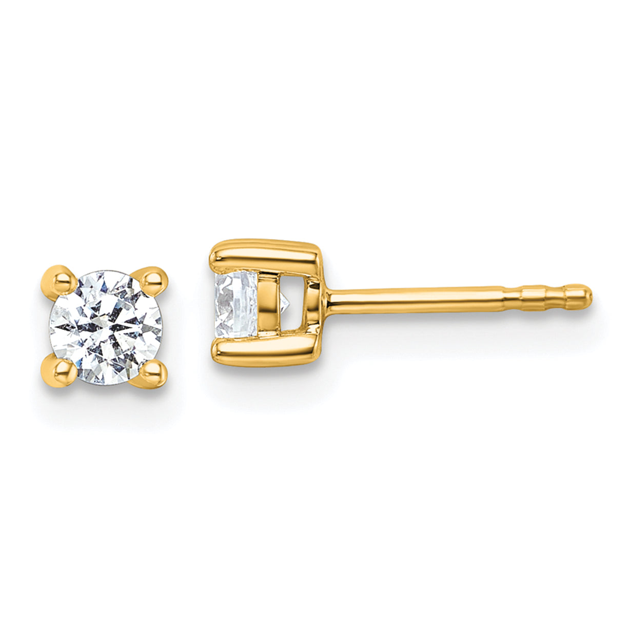10K Yellow Gold Round 4-Prong .50Ct. Diamond Stud Earrings