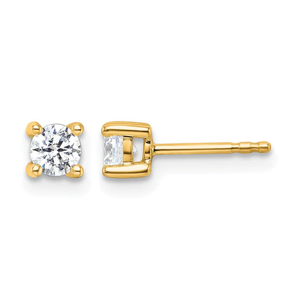 10K Yellow Gold Round 4-Prong .50Ct. Diamond Stud Earrings