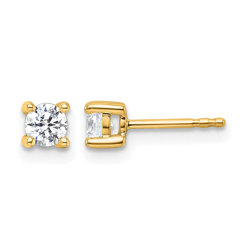 10K Yellow Gold Round 4-Prong .50Ct. Diamond Stud Earrings