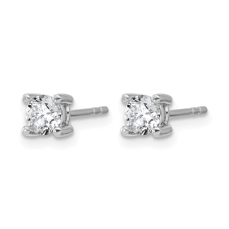 14K White Gold 2/3 Ctw Lab Grown Diamond Vs+ F+ Round 4 Prong Heavy Wt. Stud Earrings