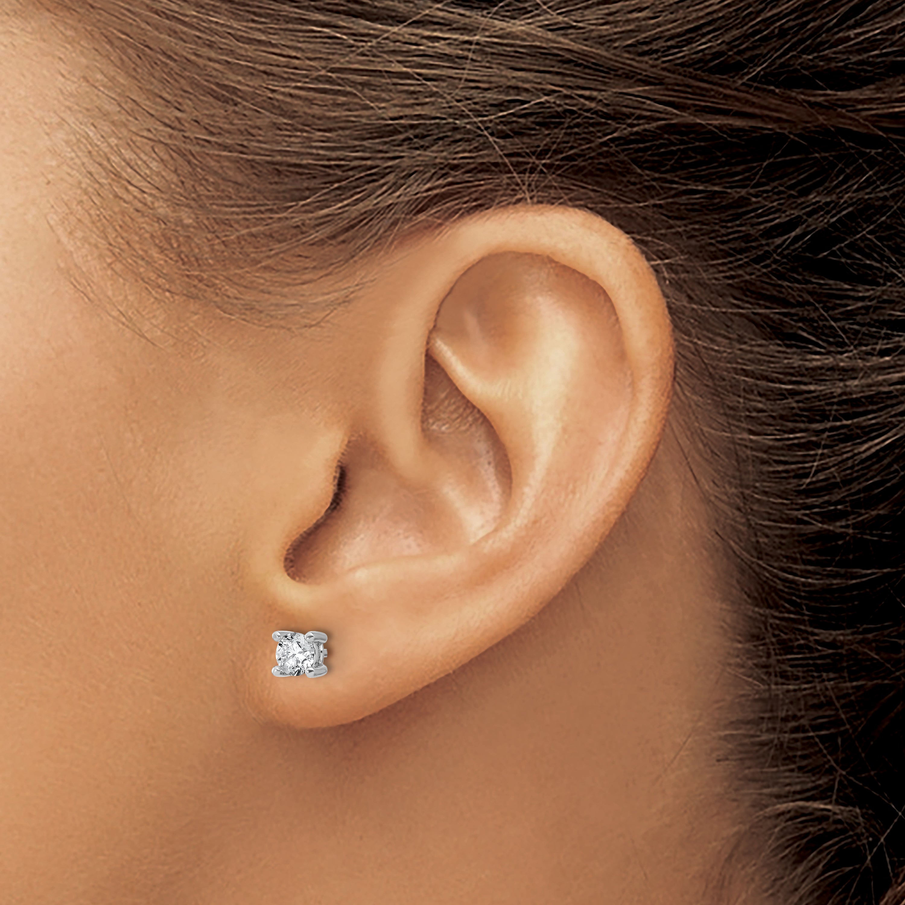 14k White Gold 2/3 ctw Lab Grown Diamond VS/SI+ G+ Round 4 Prong Heavy Wt. Stud Earrings