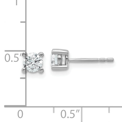 14k White Gold 2/3 ctw Lab Grown Diamond VS/SI+ G+ Round 4 Prong Heavy Wt. Stud Earrings
