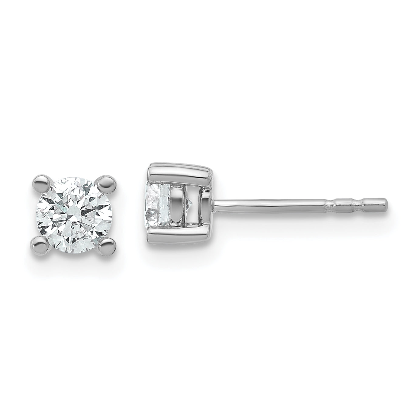 14k White Gold 2/3 ctw Lab Grown Diamond VS/SI+ G+ Round 4 Prong Heavy Wt. Stud Earrings