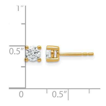 14k Yellow Gold 2/3 ctw Lab Grown Diamond VS/SI+ G+ Round 4 Prong Heavy Wt. Stud Earrings