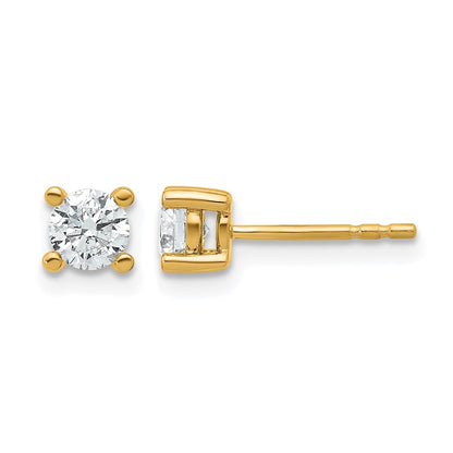 14k Yellow Gold 2/3 ct Certified Lab Grown Diamond VS/SI+ G+ Round Four Prong Stud Post Earrings