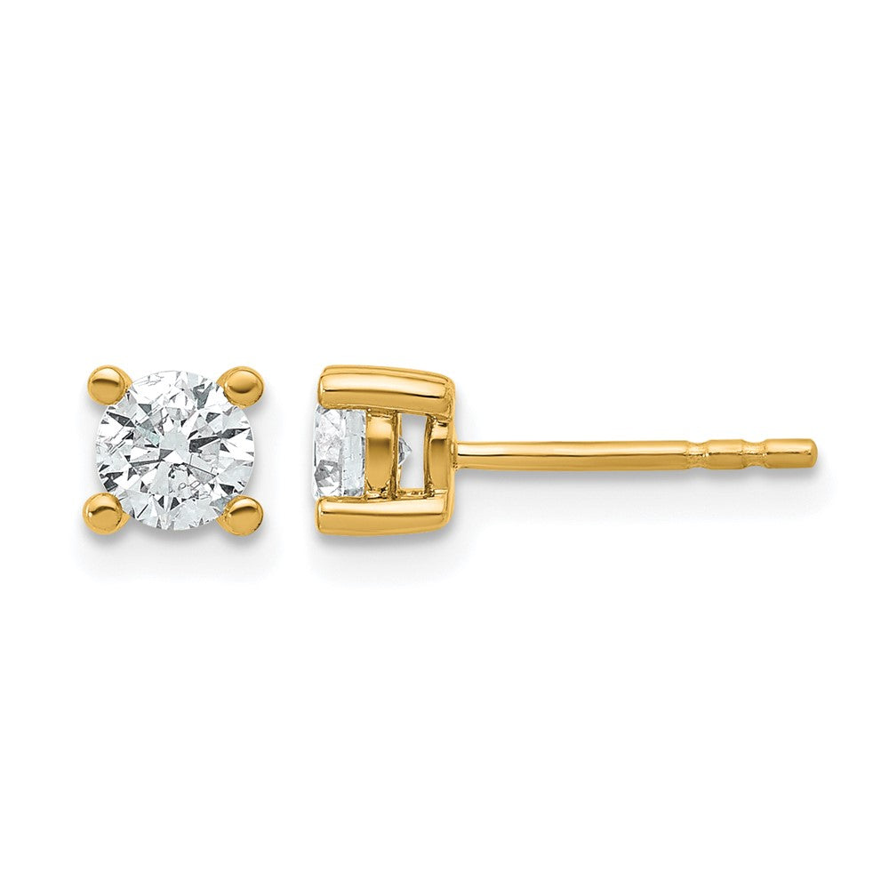 14k Yellow Gold 2/3 ctw Lab Grown Diamond VS/SI+ G+ Round 4 Prong Heavy Wt. Stud Earrings