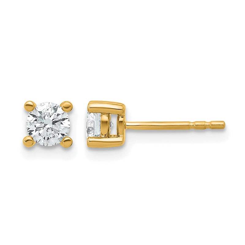 14k Yellow Gold 2/3 ctw Lab Grown Diamond VS/SI+ G+ Round 4 Prong Heavy Wt. Stud Earrings