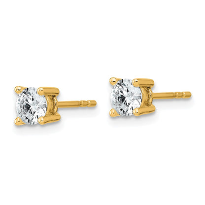14k Yellow Gold 3/4 ct Lab Grown Diamond VS/SI+ G+ Round Four Prong Stud Post Earrings