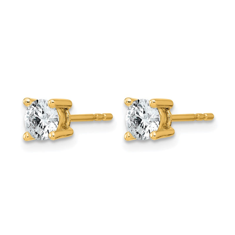 14k Yellow Gold 3/4 ctw Certified Lab Grown Diamond VS/SI+ G+ Round 4 Prong Heavy Wt. Stud Earrings