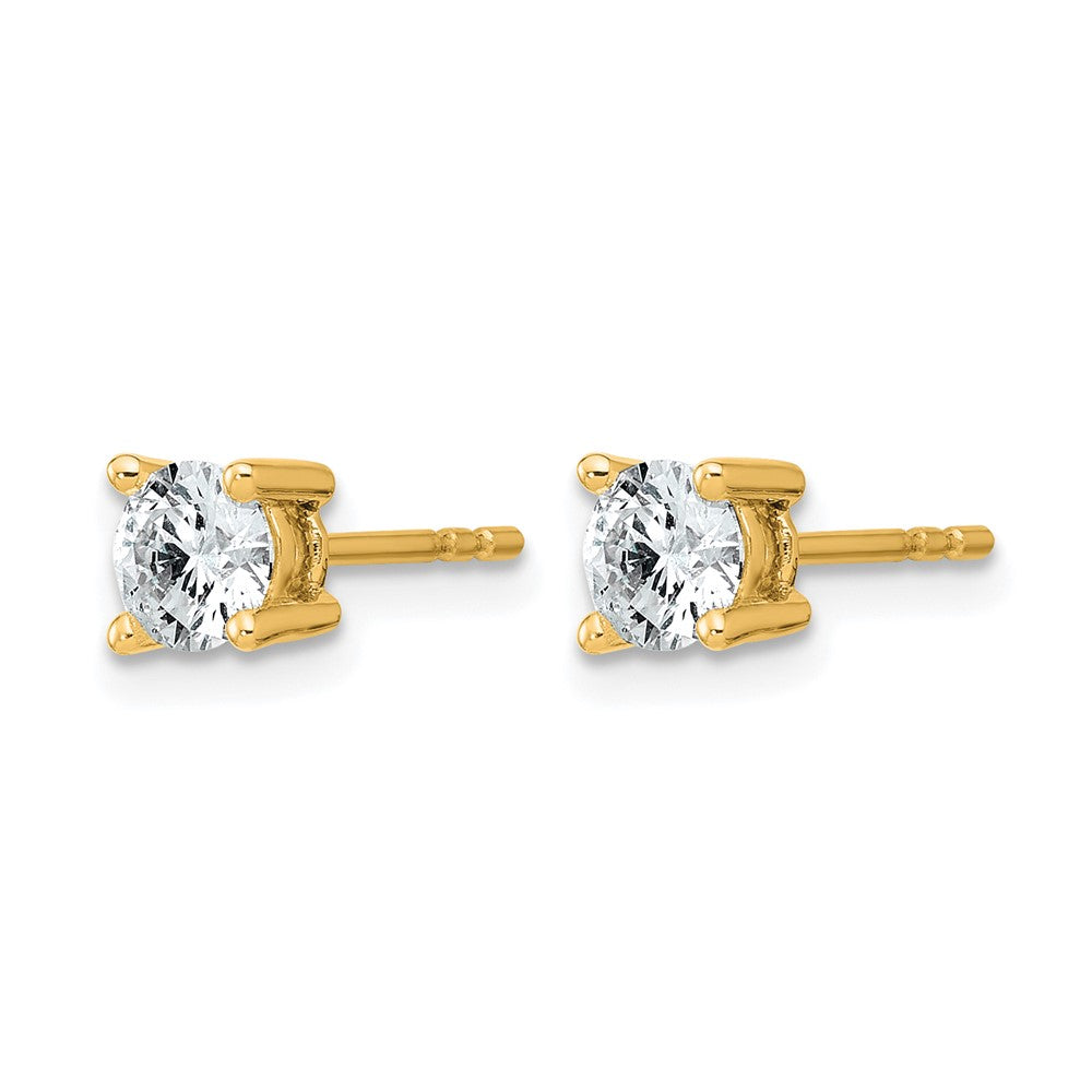 14k Yellow Gold 3/4 ct Lab Grown Diamond VS/SI+ G+ Round Four Prong Stud Post Earrings