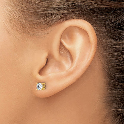 14k Yellow Gold 3/4 ct Lab Grown Diamond VS/SI+ G+ Round Four Prong Stud Post Earrings