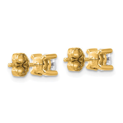 14k Yellow Gold 3/4 ct Lab Grown Diamond VS/SI+ G+ Round Four Prong Stud Post Earrings