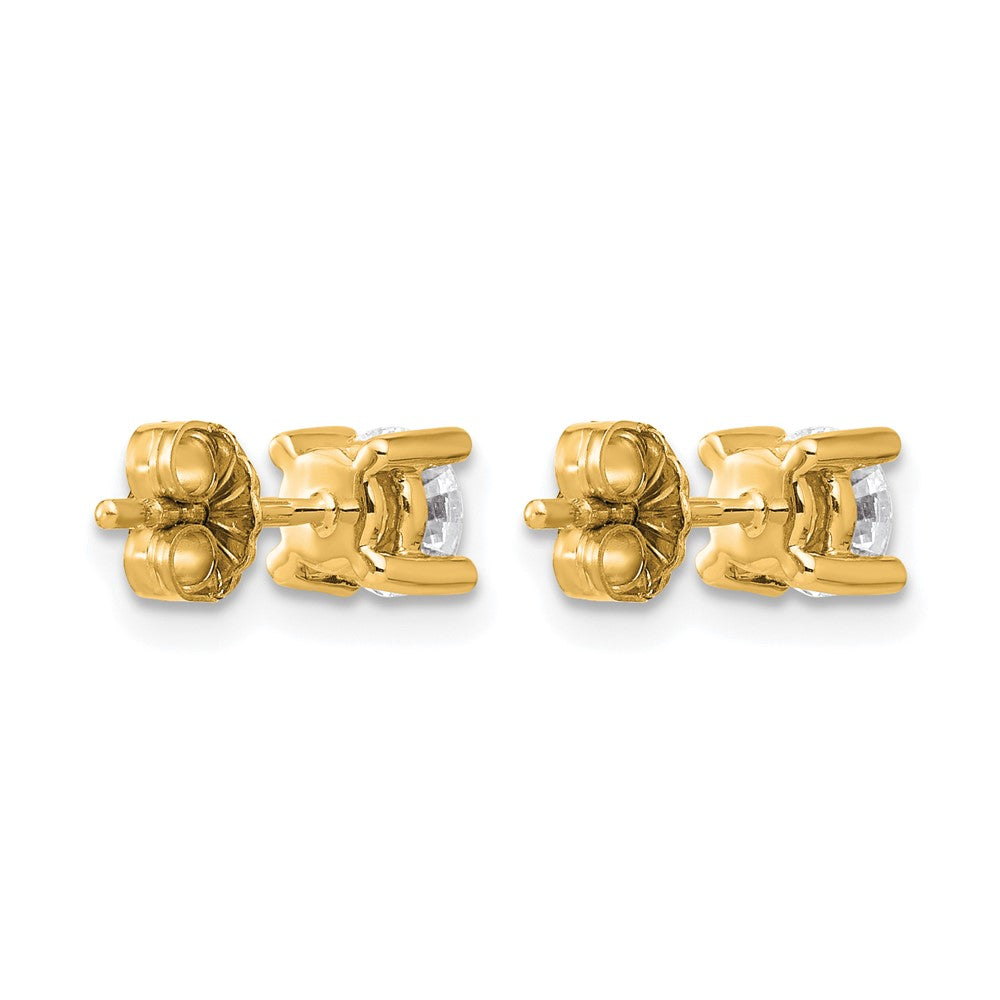 14k Yellow Gold 3/4 ct Lab Grown Diamond VS/SI+ G+ Round Four Prong Stud Post Earrings