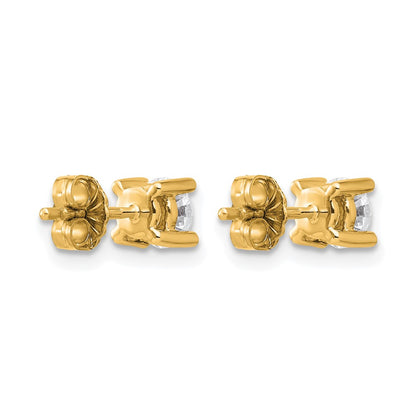 14k Yellow Gold 3/4 ct Lab Grown Diamond VS/SI+ G+ Round Four Prong Stud Post Earrings