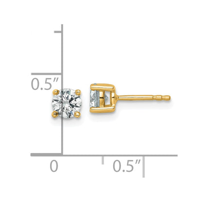 14k Yellow Gold 3/4 ct Lab Grown Diamond VS/SI+ G+ Round Four Prong Stud Post Earrings