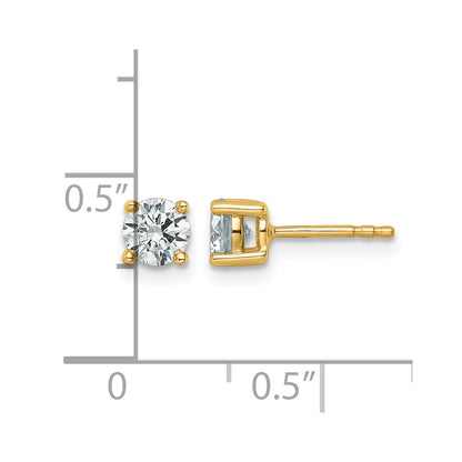 14k Yellow Gold 3/4 ct Lab Grown Diamond VS/SI+ G+ Round Four Prong Stud Post Earrings