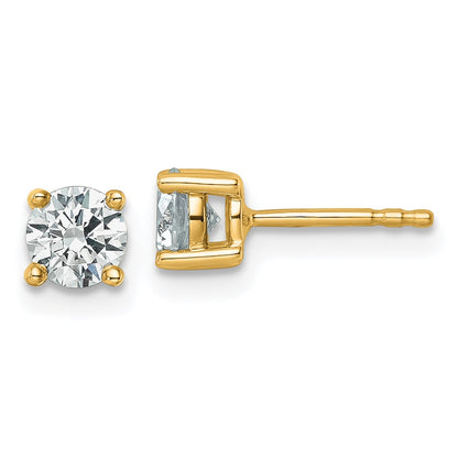 14k Yellow Gold 3/4 ct Lab Grown Diamond VS/SI+ G+ Round Four Prong Stud Post Earrings