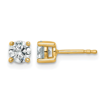 14k Yellow Gold 3/4 ct Lab Grown Diamond VS/SI+ G+ Round Four Prong Stud Post Earrings