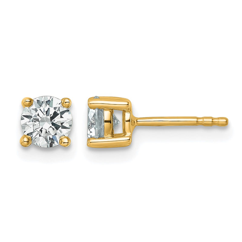 14k Yellow Gold 3/4 ct Lab Grown Diamond VS/SI+ G+ Round Four Prong Stud Post Earrings