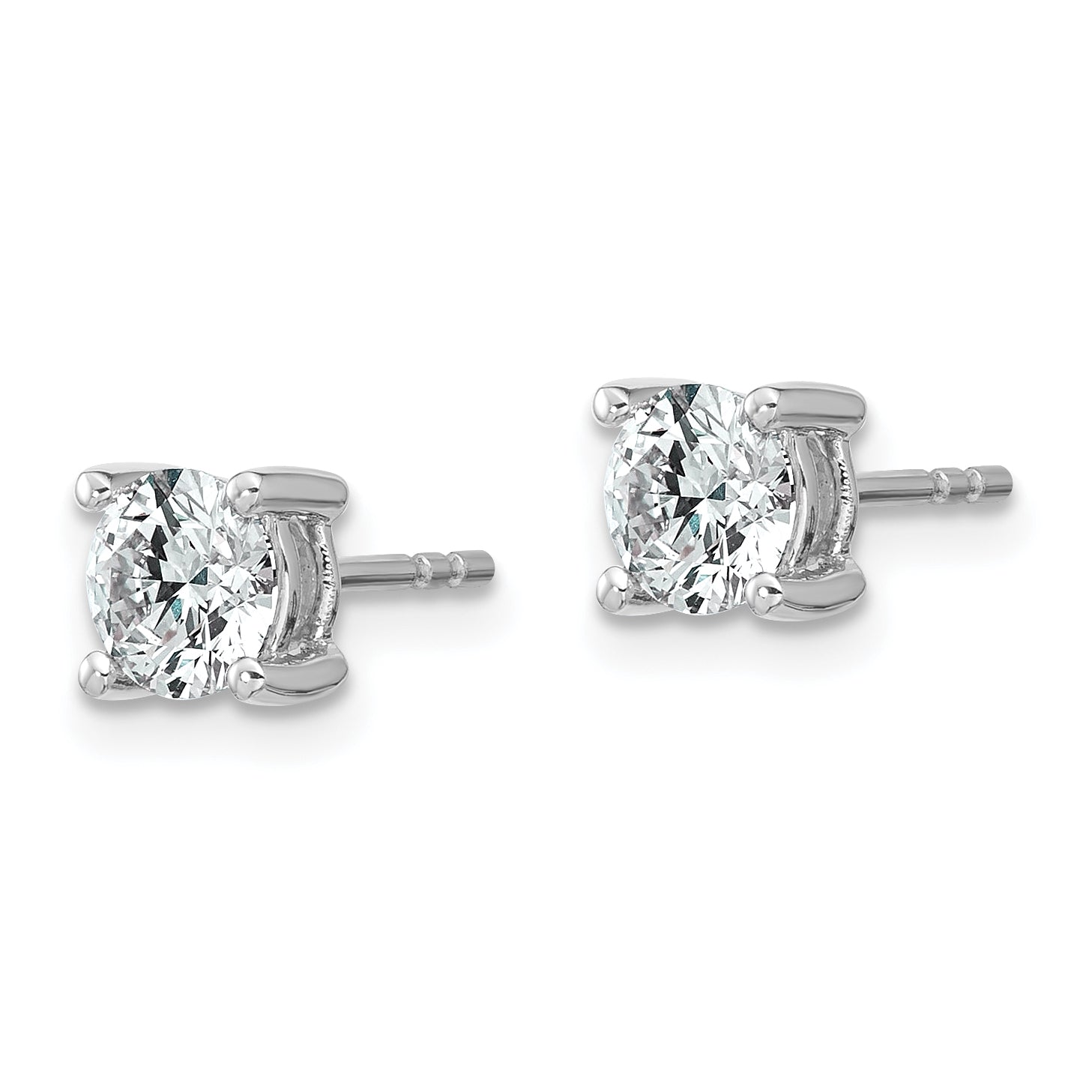 14k White Gold 1 ctw Lab Grown Diamond VS/SI+ G+ Round 4 Prong Heavy Wt. Stud Earrings