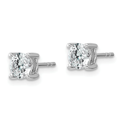 14k White Gold 1 ctw Lab Grown Diamond VS/SI+ G+ Round 4 Prong Heavy Wt. Stud Earrings