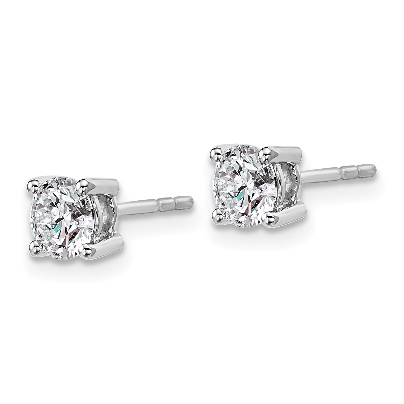 10K White Gold Round 4-Prong 1.00Ct. Diamond Stud Earrings