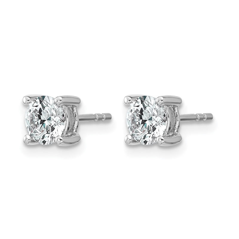 14K White Gold 1 Ctw Lab Grown Diamond Vs+ F+ Round 4 Prong Heavy Wt. Stud Earrings