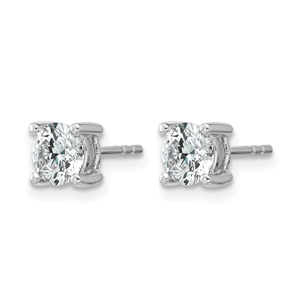 14k White Gold 1 Ct. Certified Lab Grown Diamond VS+ F+ Round Four Prong Stud Post Earrings