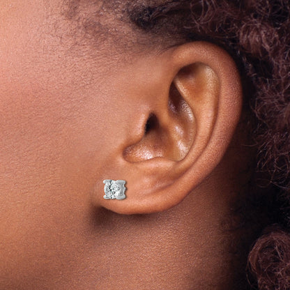 10K White Gold Round 4-Prong 1.00Ct. Diamond Stud Earrings
