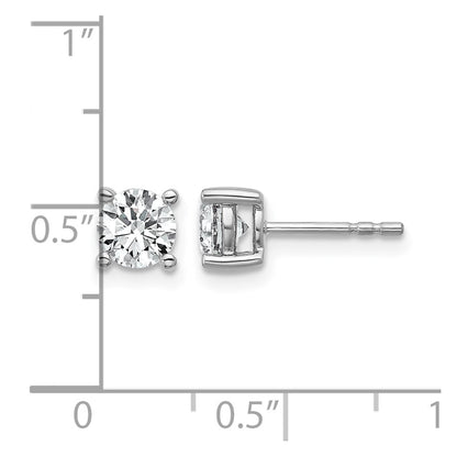 14k White Gold 1 Ct. Certified Lab Grown Diamond VS+ F+ Round Four Prong Stud Post Earrings