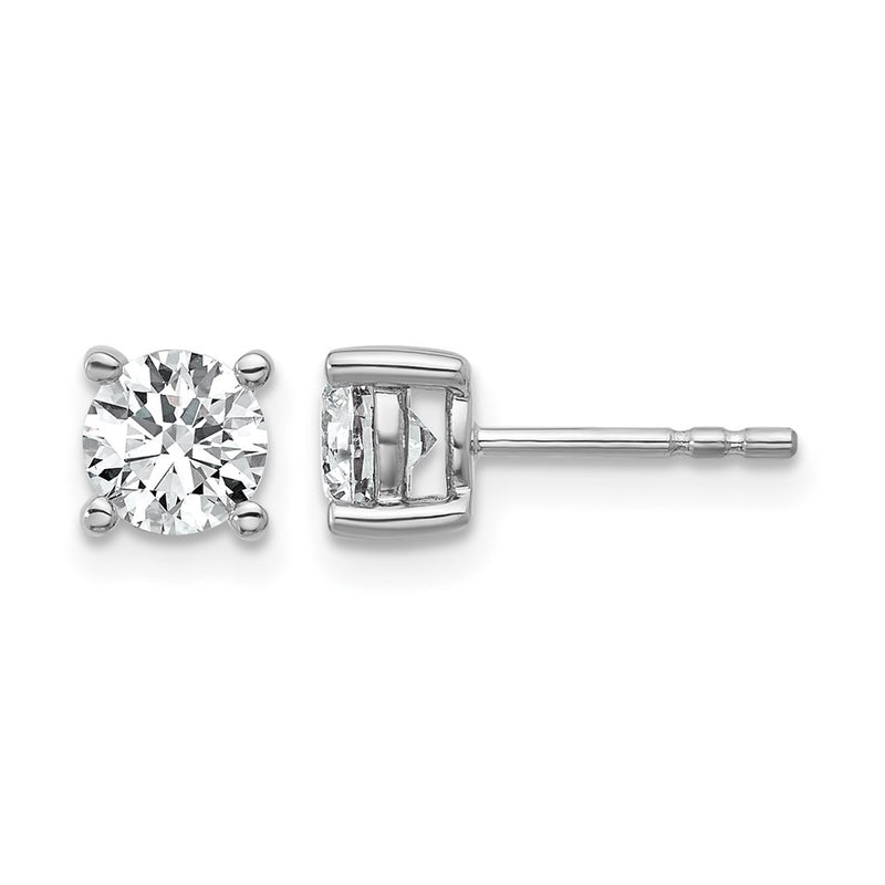 14K White Gold 1 Ctw Certified Lab Grown Diamond Vs+ F+ Round 4 Prong Heavy Wt. Stud Earrings