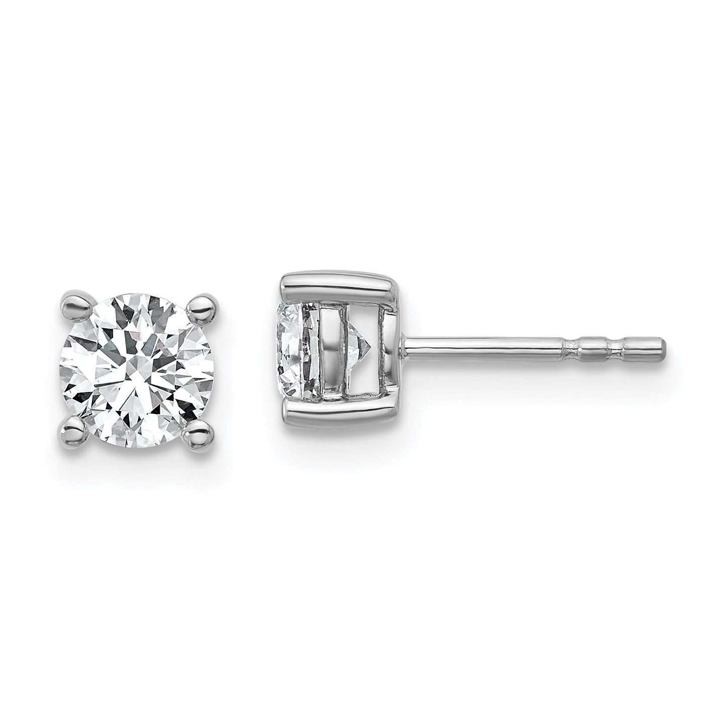 10K White Gold Round 4-Prong 1.00Ct. Diamond Stud Earrings