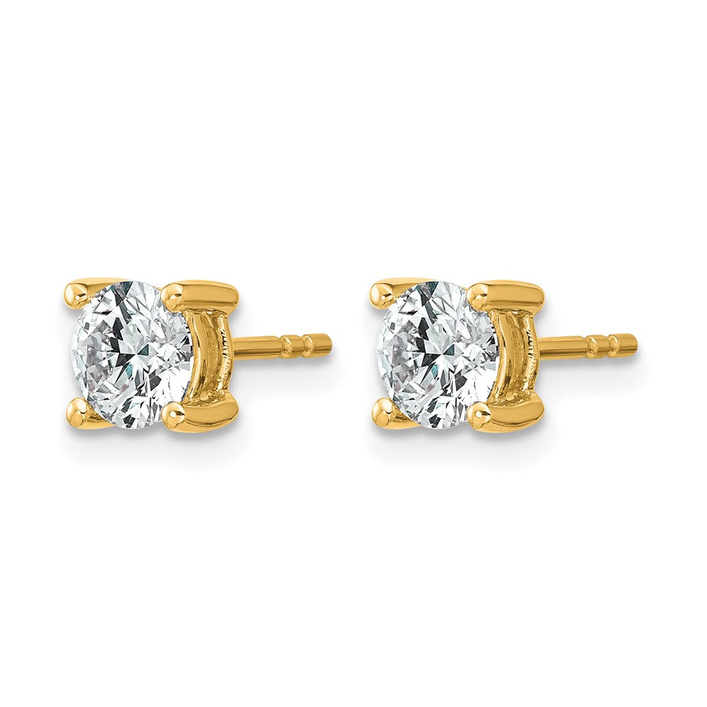 14K Yellow Gold 1 Ctw Lab Grown Diamond Vs+ F+ Round 4 Prong Heavy Wt. Stud Earrings