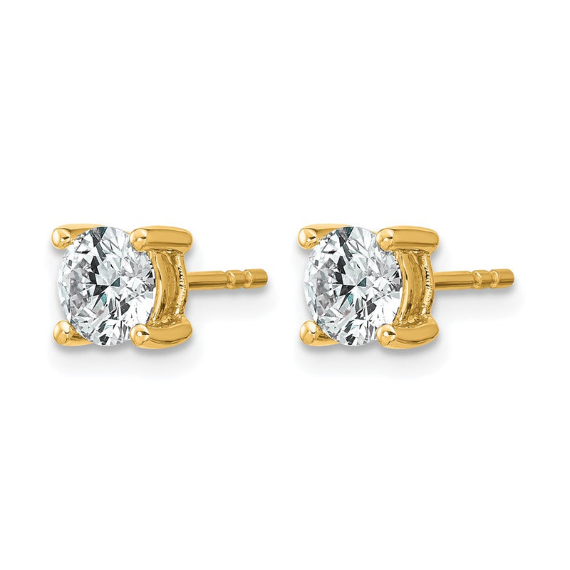 14K Yellow Gold 1 Ctw Lab Grown Diamond Vs+ F+ Round 4 Prong Heavy Wt. Stud Earrings