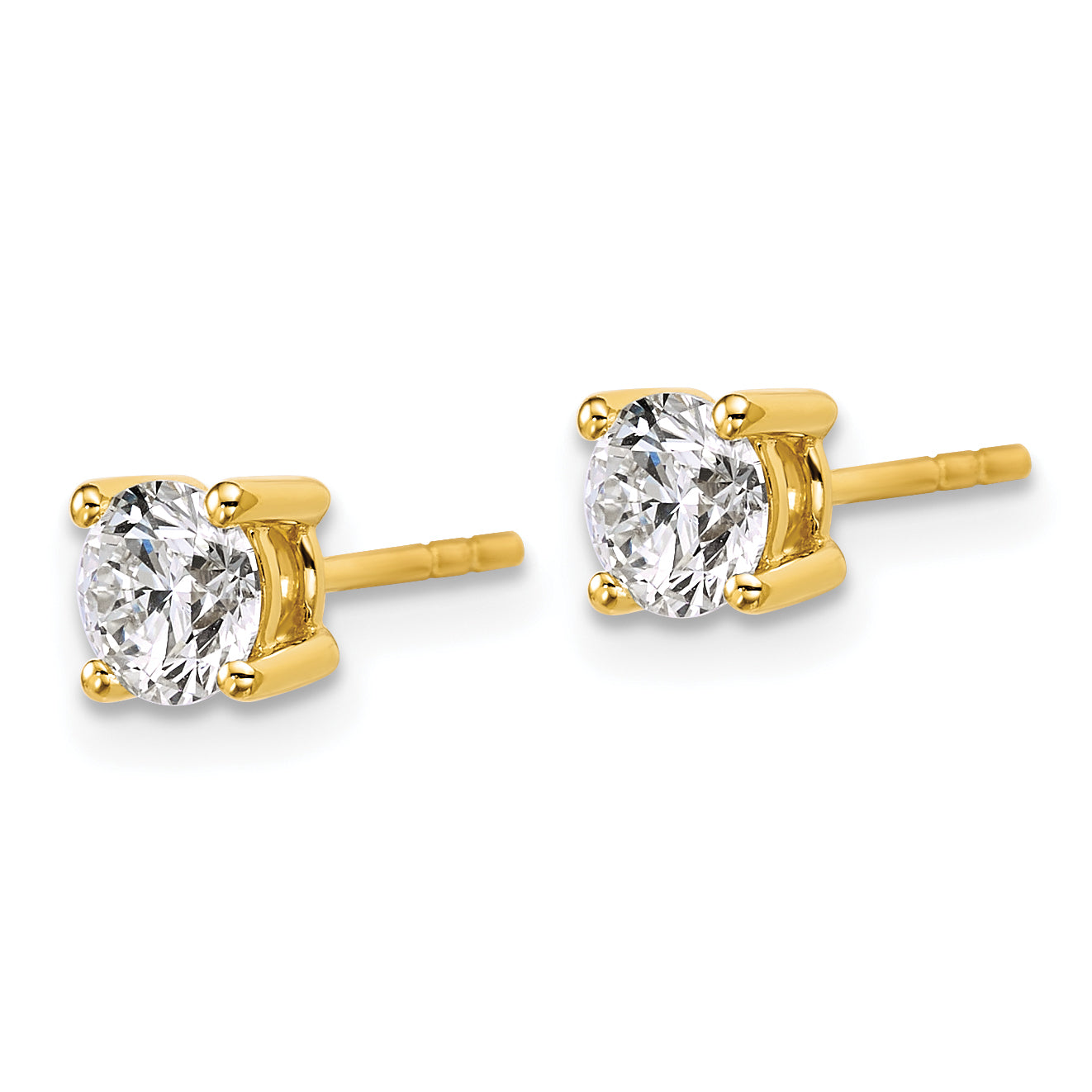 10K Yellow Gold Round 4-Prong 1.00Ct. Diamond Stud Earrings