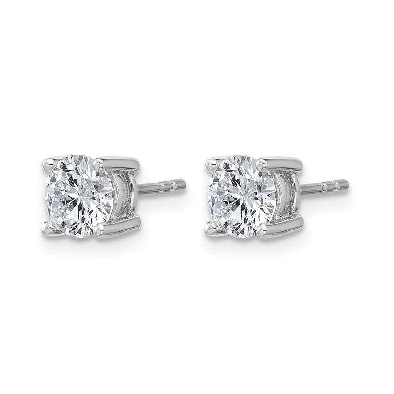 14k White Gold 1 1/2 ctw Lab Grown Diamond VS/SI+ G+ Round 4 Prong Heavy Wt. Stud Earrings
