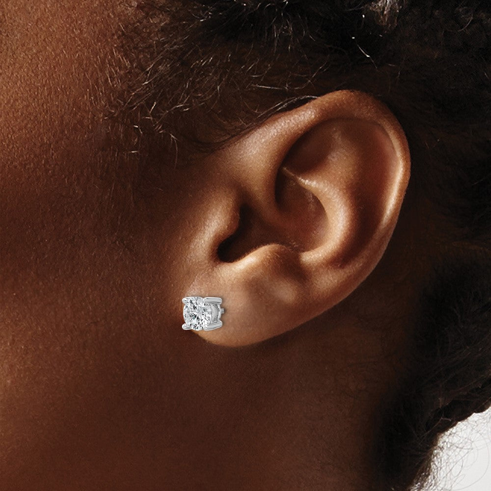 14k White Gold 1 1/2 Ct. Certified Lab Grown Diamond VS+ F+ Round Four Prong Stud Post Earrings