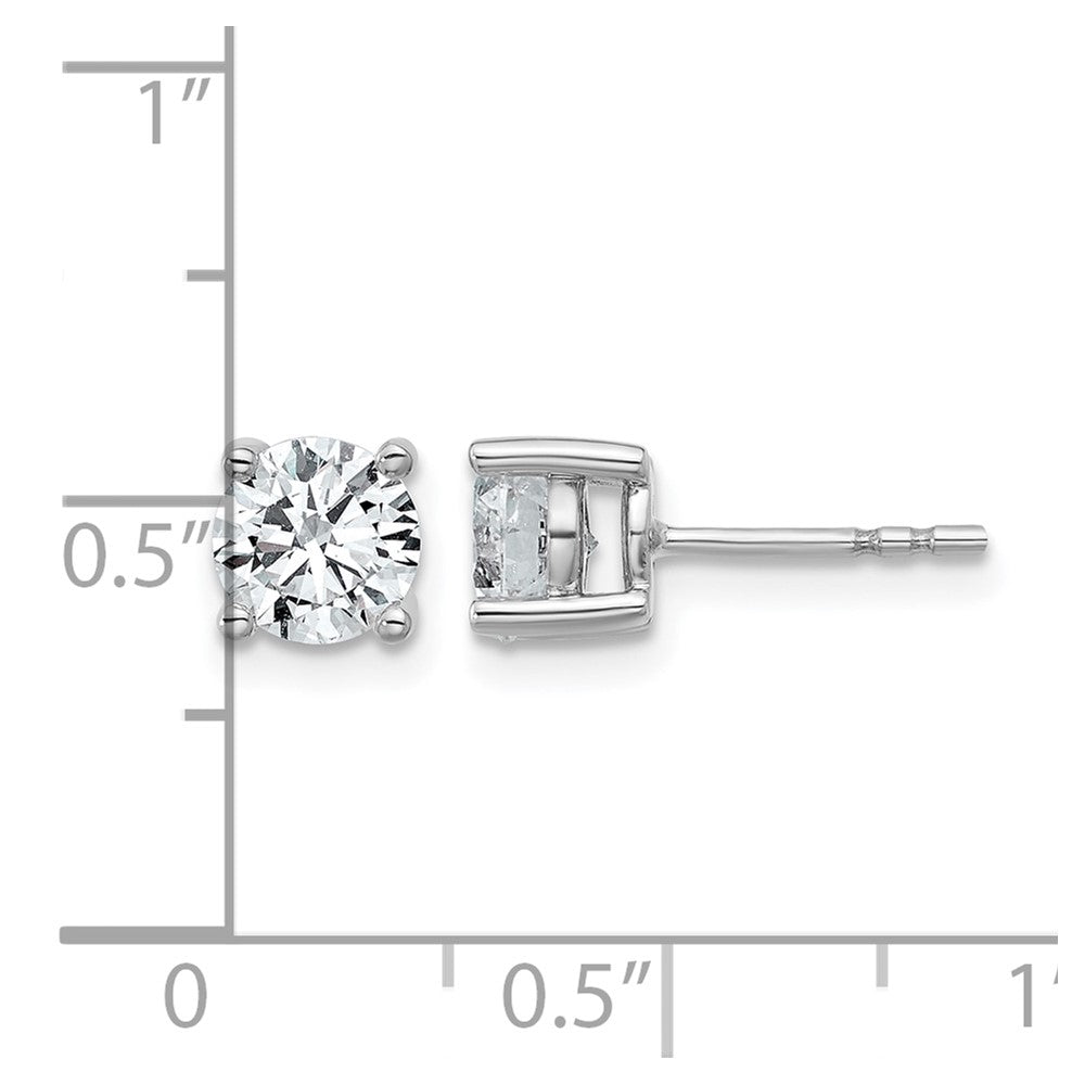 14k White Gold 1 1/2 Ct. Certified Lab Grown Diamond VS+ F+ Round Four Prong Stud Post Earrings