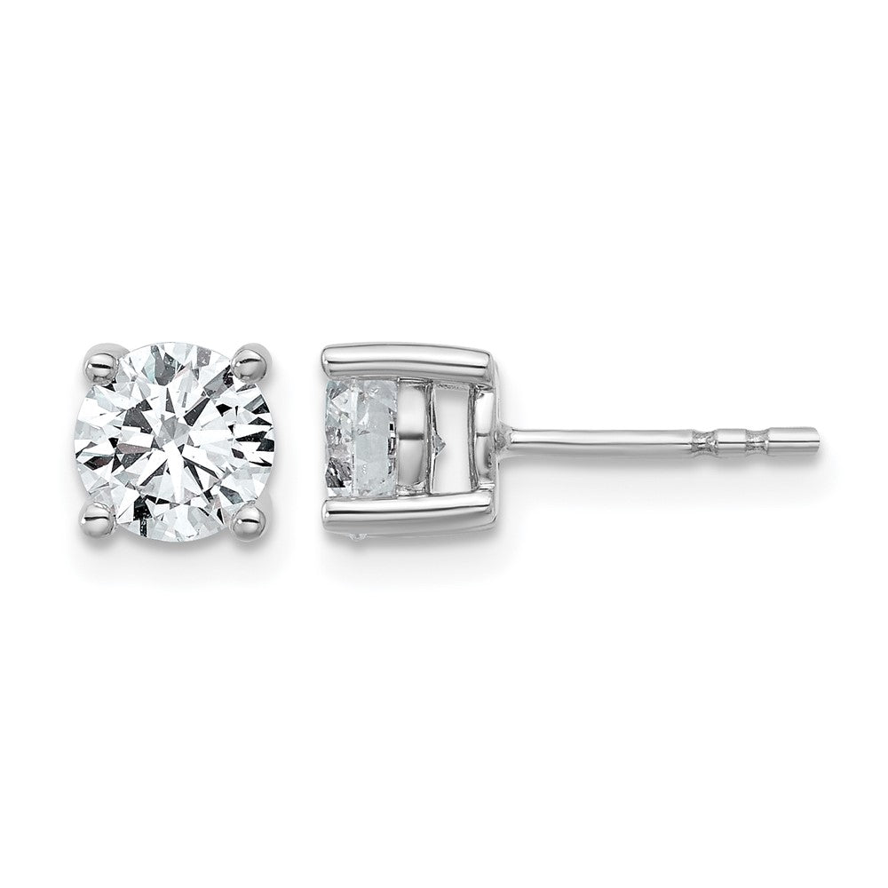 14k White Gold 1 1/2 Ct. Certified Lab Grown Diamond VS+ F+ Round Four Prong Stud Post Earrings