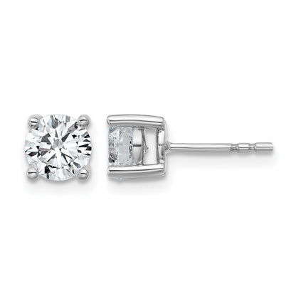 14k White Gold 1 1/2 Ct. Certified Lab Grown Diamond VS+ F+ Round Four Prong Stud Post Earrings