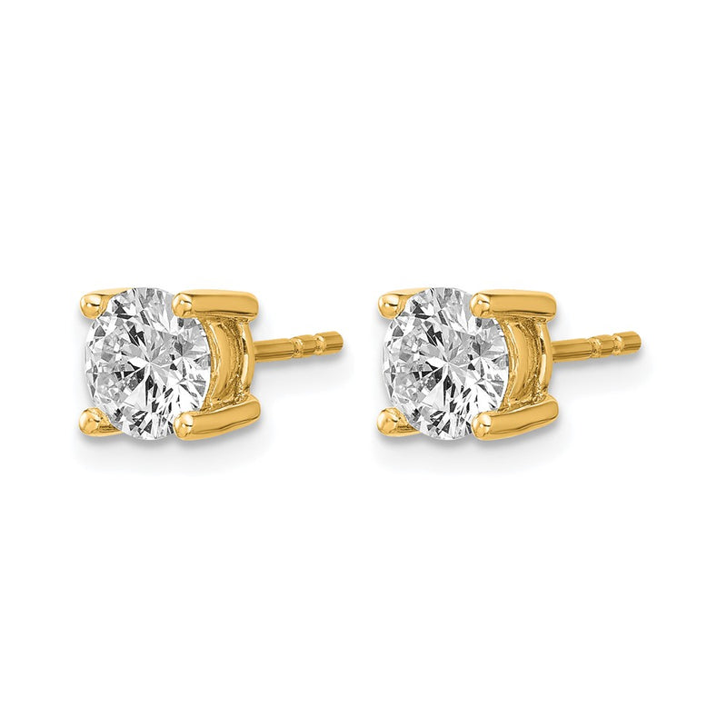 14K Yellow Gold 1 1/2 Ctw Certified Lab Grown Diamond Vs+ F+ Round 4 Prong Heavy Wt. Stud Earrings